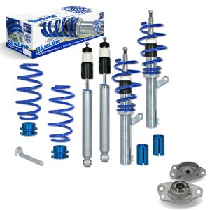 JOM BlueLine coilover-alustasarja + yläpäät Audi A3 (8P) 2003-2012