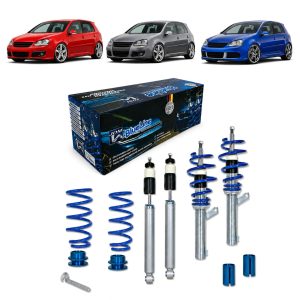 JOM BlueLine coilover-alustasarja VW Golf (1K1, 1K5) 2003-2009, Golf 5 4Motion 2.0T / 2.0TDI / DSG / 3.2 (Maksimi akselimassa etu/taka: 1200 kg / 1250 kg)
