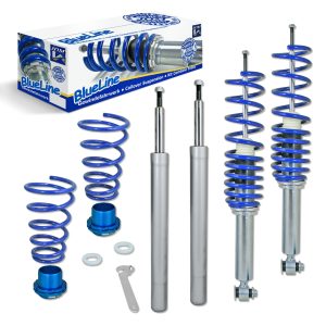 JOM BlueLine coilover-alustasarja BMW 5-sarja (E34) 1990-1995, E34 sedan 518i/520i 07.1990-11.1995 (Maksimi akselimassa etu/taka: 1060 kg / 1260 kg)