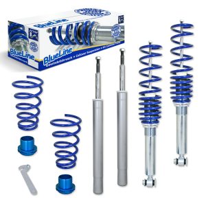 JOM BlueLine coilover-alustasarja BMW 5-sarja (E34) 1990-1995, E34 sedan 525i/530i/540i/524TD/TDS/530D 08.1990-1995 (Maksimi akselimassa etu/taka: 1060 kg / 1260 kg)