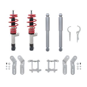 JOM RedLine coilover-alustasarja VW Caddy (2CB, 2CJ, 2KB, 2KJ, 2CA, 2CH, 2KA, 2KH) 2004-2015 (Maksimi akselimassa etu/taka: 1105 kg / 1230 kg)